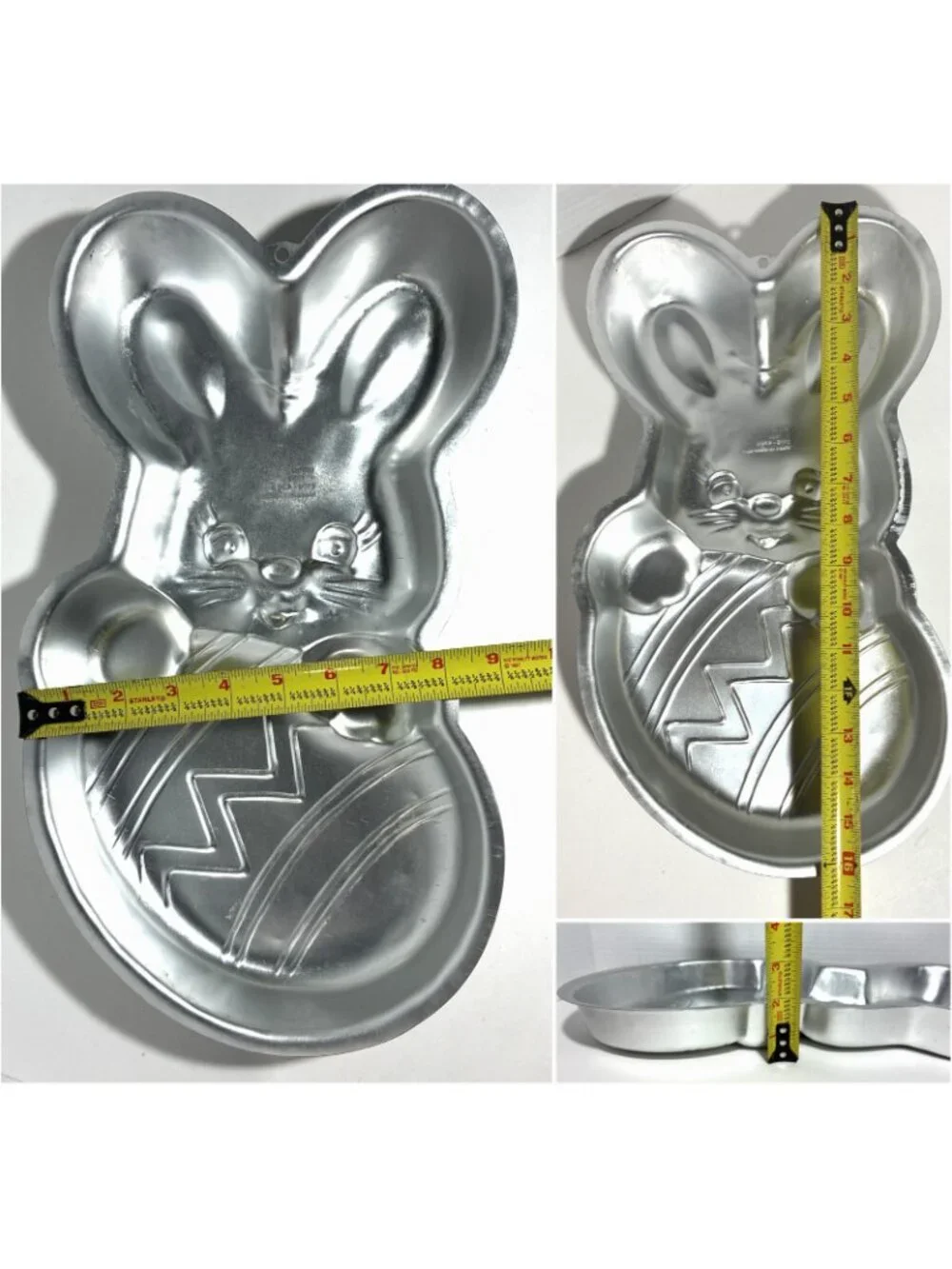 Wilton Peek-A-Boo Bunny Easter Egg Cake Pan Mold #2105-4395 Silver Aluminum VTG